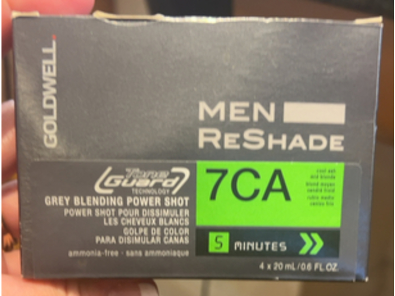 Goldwell Men ReShade Grey Blending Power Shot, 7CA Cool Ash Mid Blonde, 0.6 fl oz/20 mL, Pack Of 4