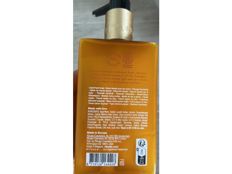 Rituals The Ritual Of Mehr Happy Hands Wash, Orange & Cedar Wood, 10.1 fl oz/800 mL