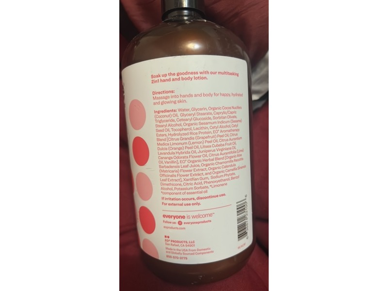Everyone Hydrating + Long Lasting Nourishing Lotion, Ruby Grapefruit, 32 fl oz/946 mL