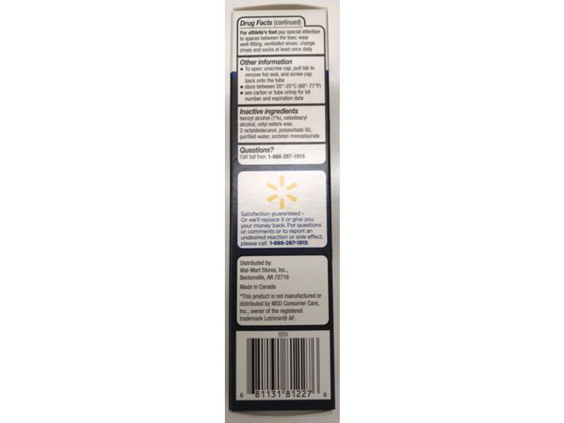 Equate Athlete's Foot Clotrimazole Usp 1% Antifungal Cream, 2 oz/60 g