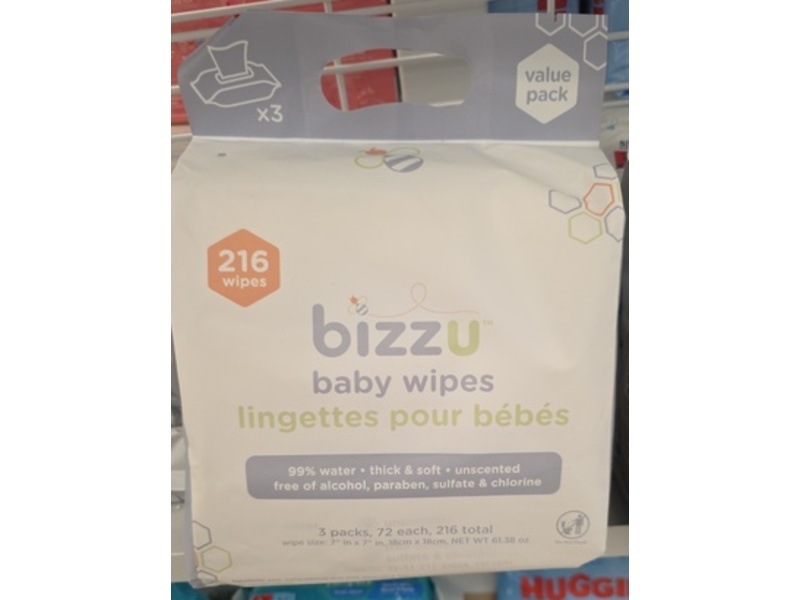 Bizzu Baby Wipes, 72 Count, Pack Of 3