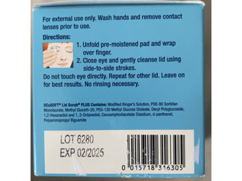 Ocusoft Lid Scrub Plus Eyelid Cleanser Pads, 30 Count