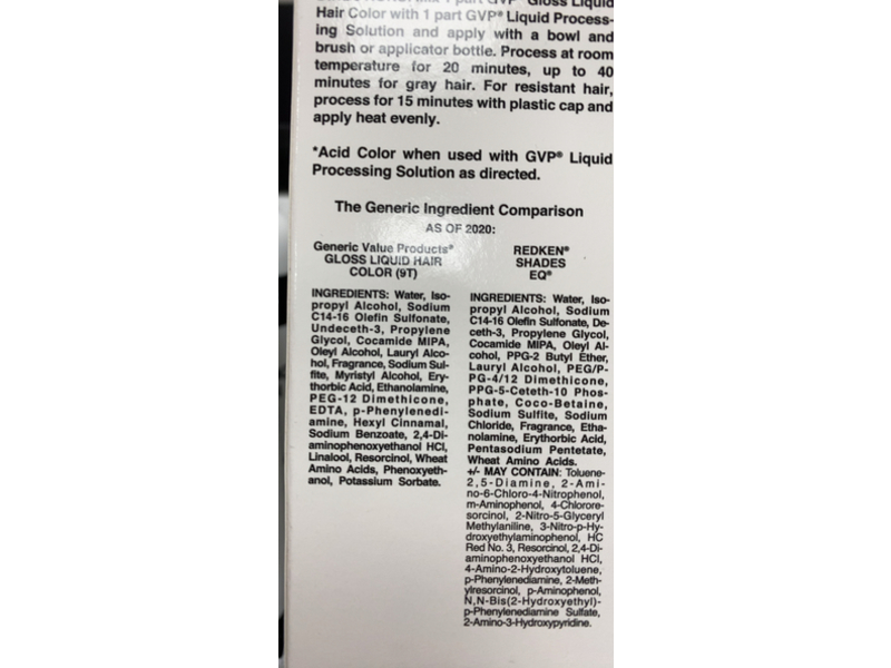 Generic Gloss Liquid Hair semi-Permanent Color, Light Silver Blonde 9T, 2 fl oz/60 mL