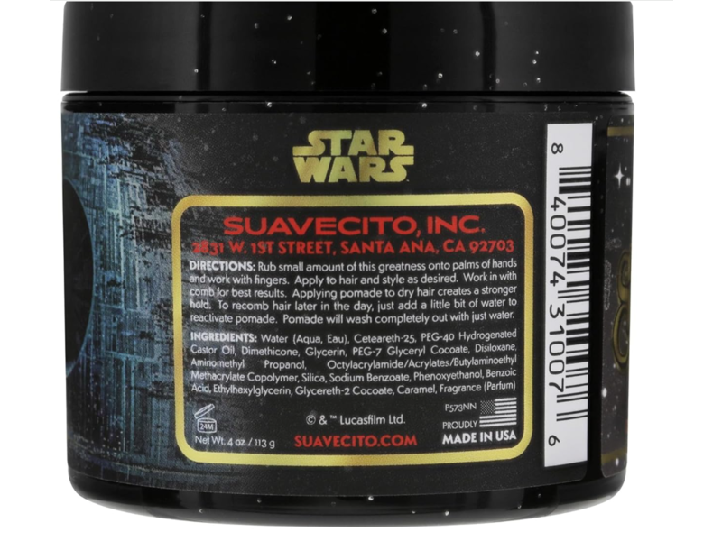 Suavecito Stormtroopers Star Wars Firme (Strong) Hold Pomade, Dark Side, 4 oz/113 g