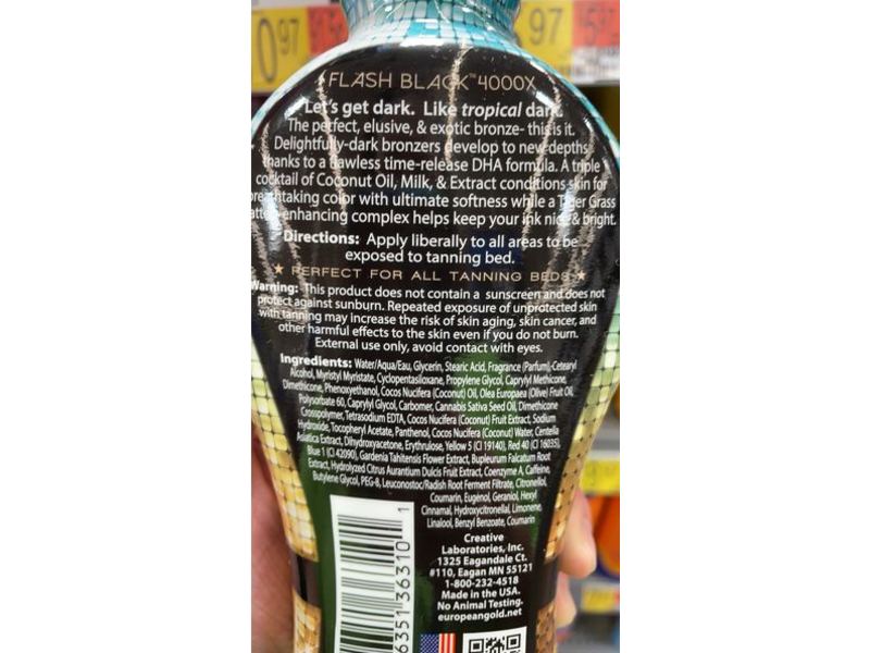 European Gold Flash Black 4000X Indoor Tanning, 12 fl oz/354 mL
