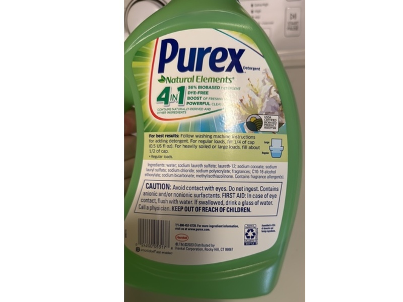Purex Natural Elements Liquid Laundry Detergent, Linen & Lilies, 165 Loads, 82.5 fl oz/2.43 L