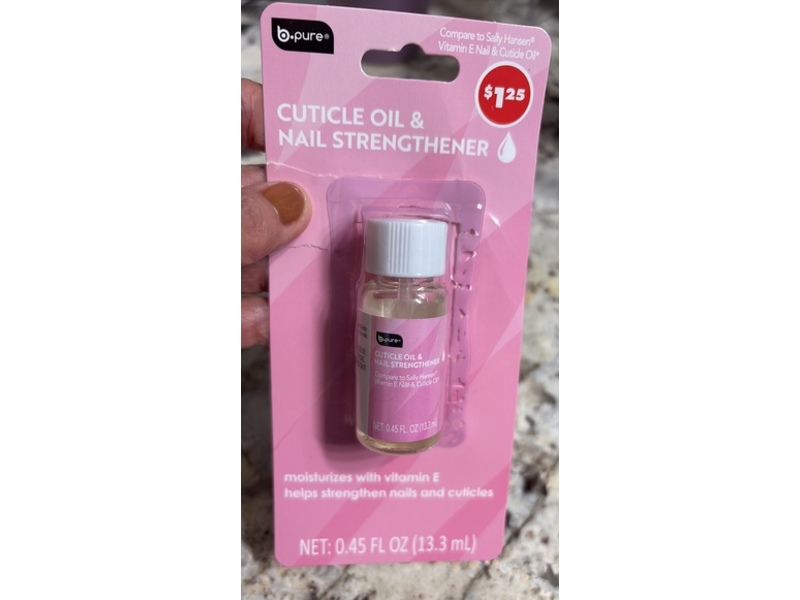B-Pure Cuticle Oil & Nail Strengthener, Vitamin E, 0.45 fl oz/13.3 fl oz