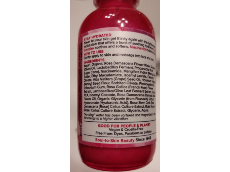 Heritage Store Rosewater Facial Moisturizer Soothing Gel Cream, Rose Complex & Niacinamide, 2 fl oz/58 mL