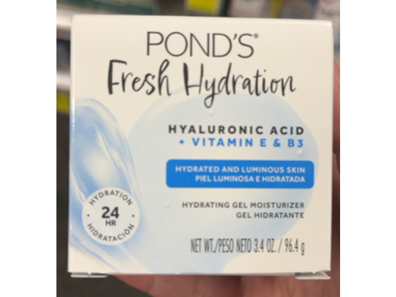 Pond's Fresh Hydration Moisturizer Gel, Hyaluronic Acid + Vitamin E & B3, 3.4 oz/96.4 g