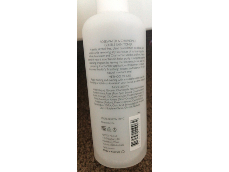 Natio Aromatherapy Gentle Skin Toner, Rosewater And Chamomile, 8.4fl oz/250 mL