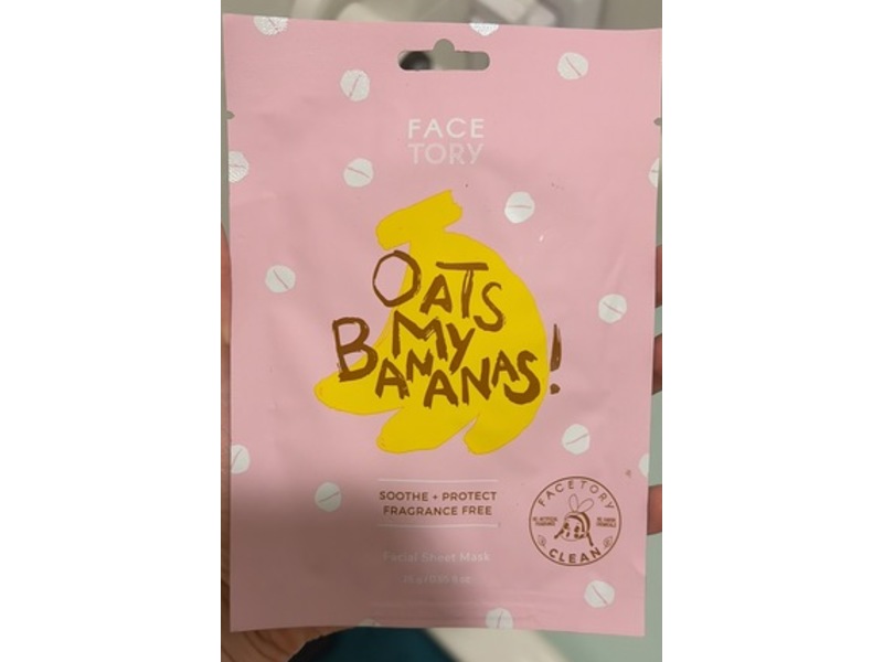 Facetory Facial Sheet Mask, Oats My Bananas, 0.85 fl oz/25 g, Pack Of 5