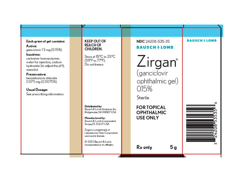 Zirgan (ganciclovir ophthalmic gel) 0.15%, 5 g, Bausch & Lomb (RX)