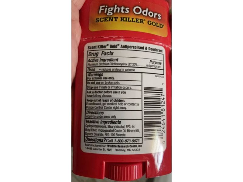 Wildlife Research Center Scent Killer Gold Antiperspirant And Deodorant, 2.25 oz / 64 g