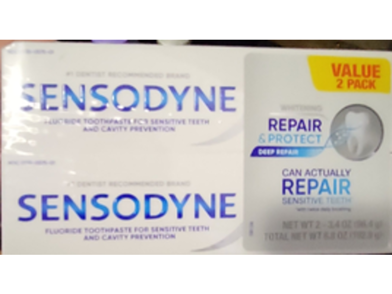 Sensodyne Fluoride Toothpaste, Repair & Protect, 3.4 oz, Pack Of 2