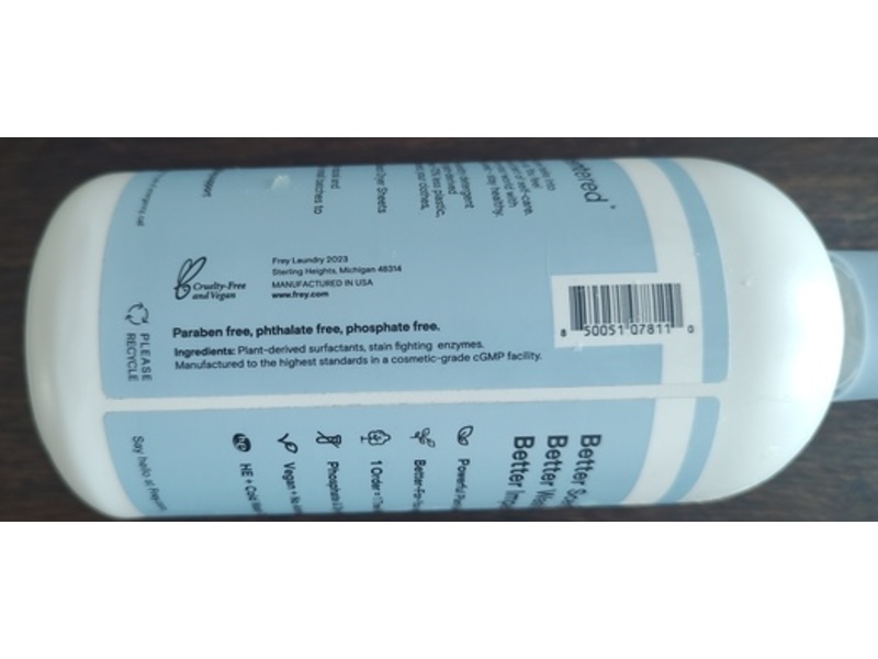 Frey Liquid Laundry Detergent, Bergamot Beach, 50 Loads, 15.2 fl oz
