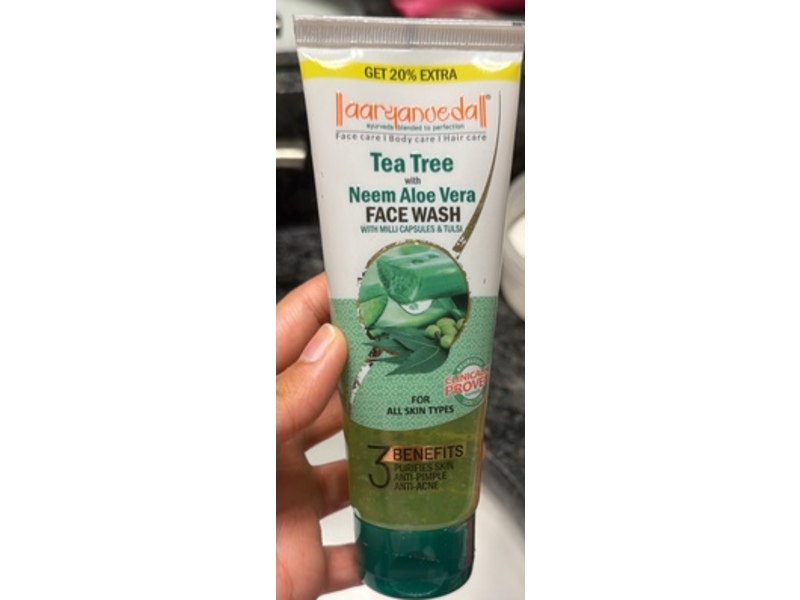 Aryanveda Face Wash, Tea Tree & Neem Aloe Vera, 120 mL, Pack Of 2