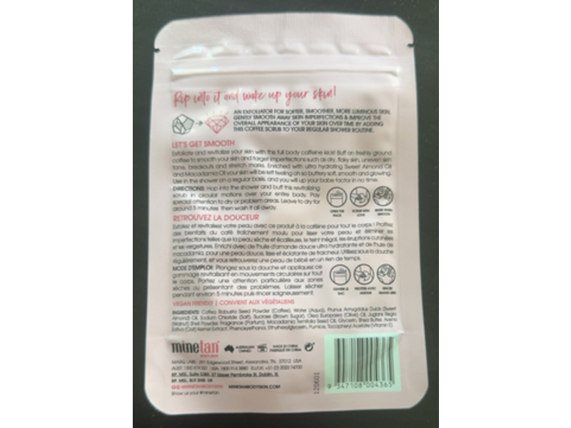 MineTan Exfoliating Scrub, Coffee, 1 oz/30 g