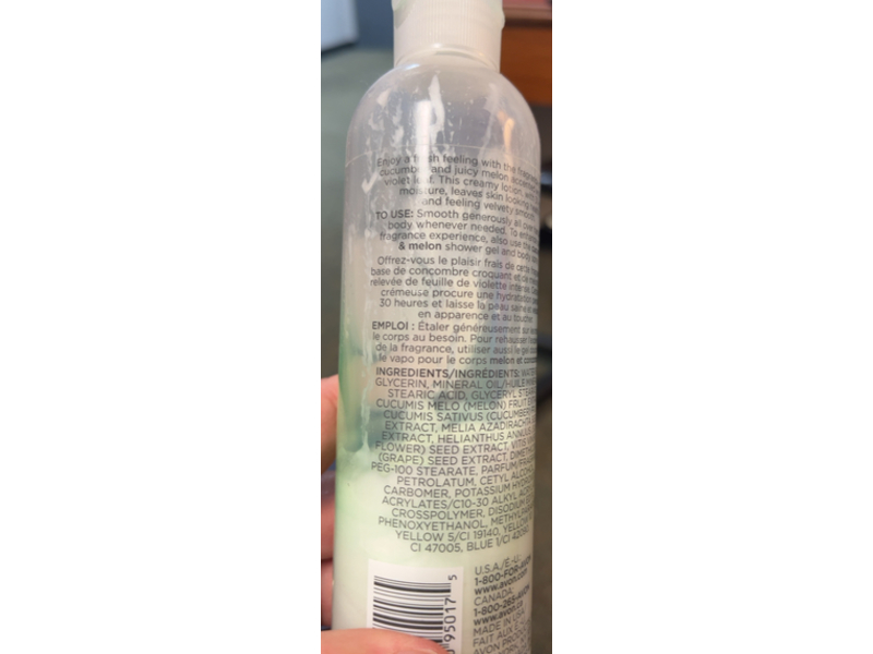 Avon Naturals Fresh Fraicheur Body Lotion, Cucumber & Melon, 8.4 fl oz/250 mL