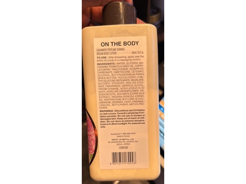 On The Body Shining Deam Cashemere Perfume Body Lotion, 13.5 fl oz/400 mL
