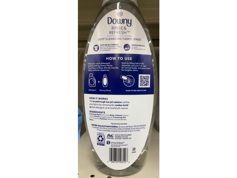 Downy Rinse & Refresh Fabric Rinse, Free & Gentle, 48 fl oz/1.43 L