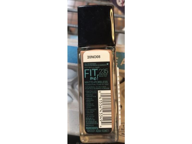 Maybelline New York Fit Me Matte Plus Pore Less Foundation Makeup, Pure Beige, 1 fl oz/30 mL