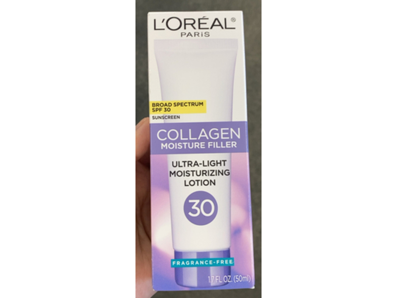 L'Oreal Paris Collagen Moisture Filler Ultra - Light Sunscreen Moisturizing Lotion, SPF 30, 1.7 fl oz/50 mL