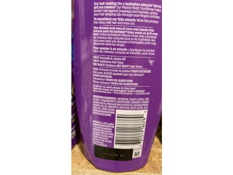 Aussie Miracle Moist Conditioner, Avocado & Jojoba Oil, 12.1 fl oz/360 mL