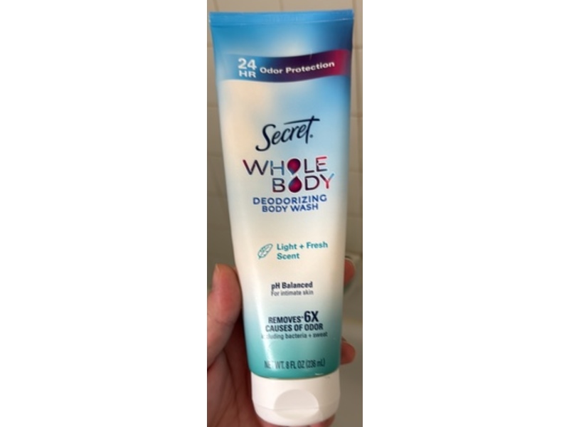 Secret Whole Body Deodorizing Body Wash, Light + Fresh Scent, 8 fl oz/236 mL