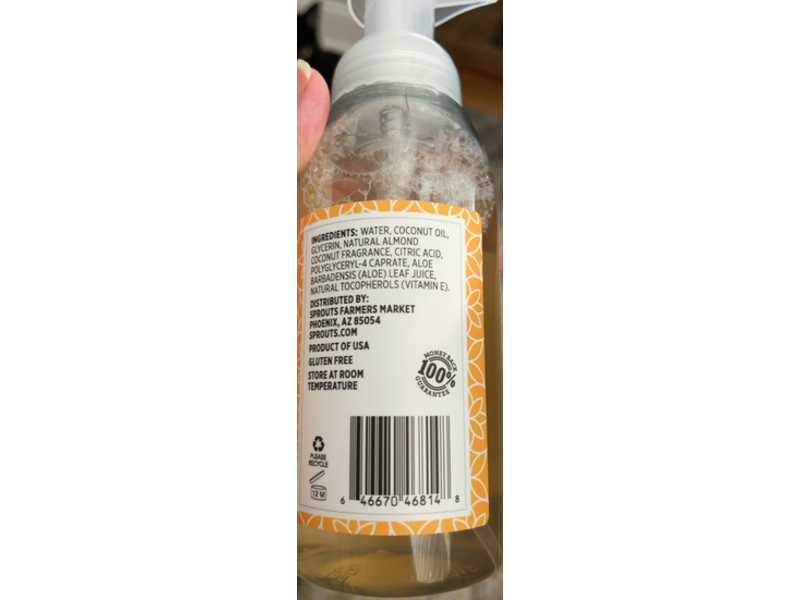 Sprouts Castile Foaming Hand Soap, Almond Coconut, 13 fl oz/385 mL