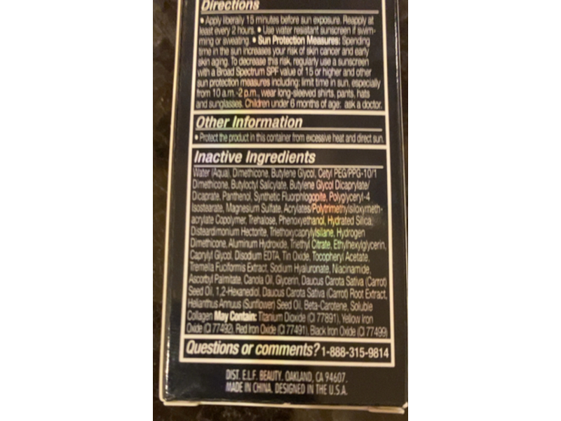 e.l.f. Camo Hydrating CC Cream, SPF 30 Fair 120N, 1 oz/30 g