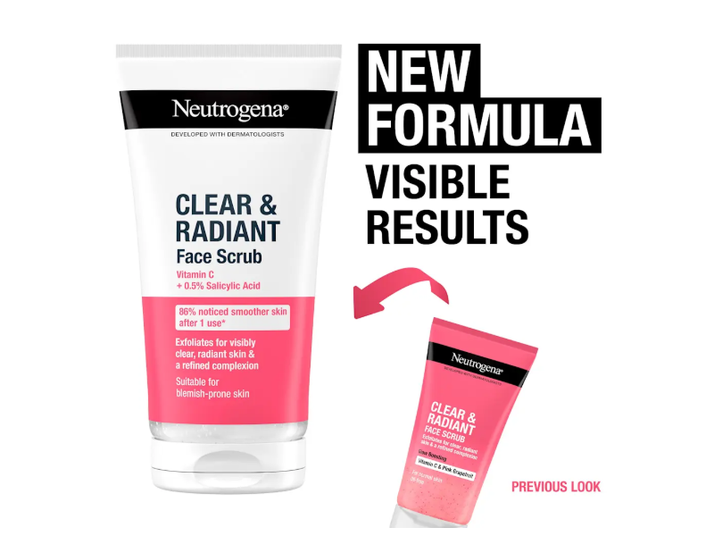 Neutrogena Clear & Radiant Face Scrub, Vitamin C & 0.5% Salicylic Acid, 5.07 oz/150 mL