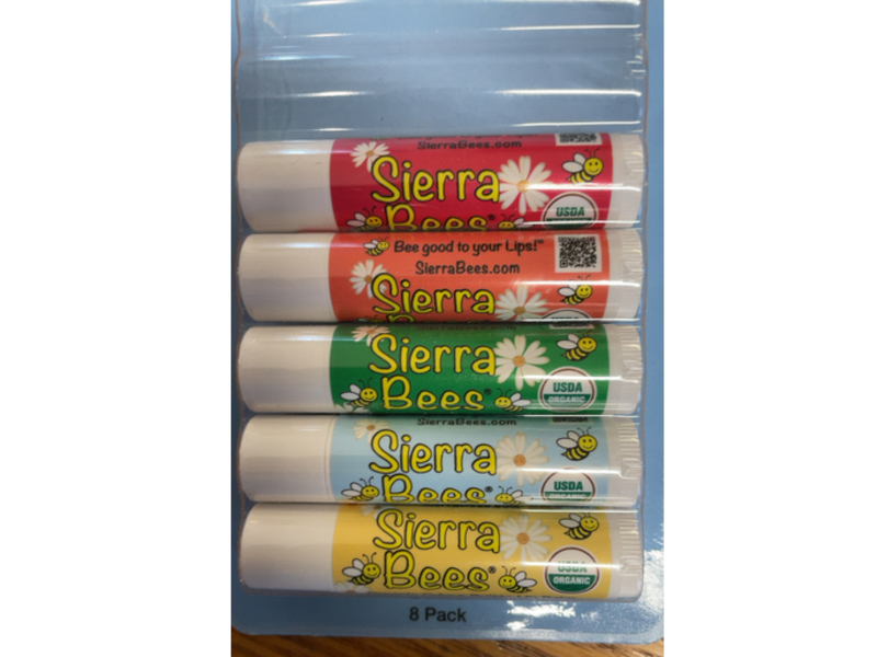 Sierra Bees Organic Lip Balm, 0.15 oz/4.25 g, 8 Count, Pack Of 2