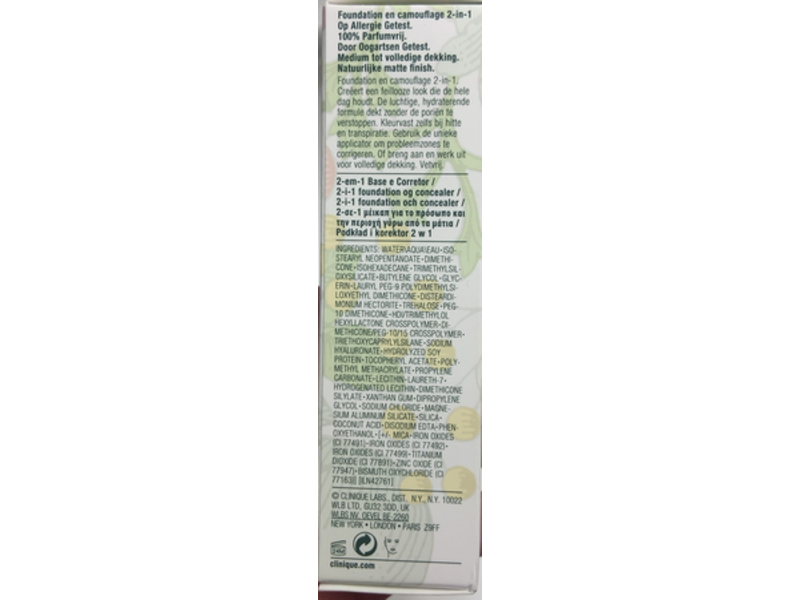 Clinique Foundation + Concealer, CN 10 Alabaster, 1 fl oz/30 mL