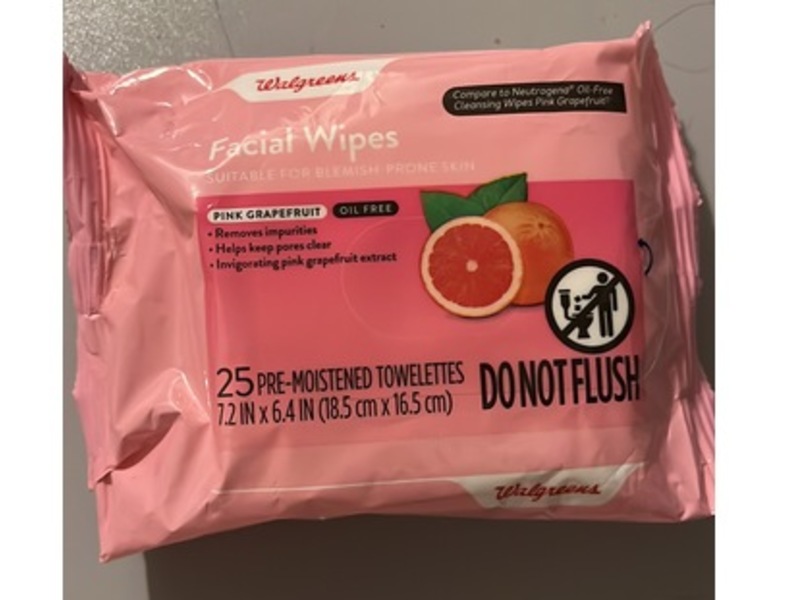 Walgreens Facial Wipes, Pink Grapefruit, 25 Count