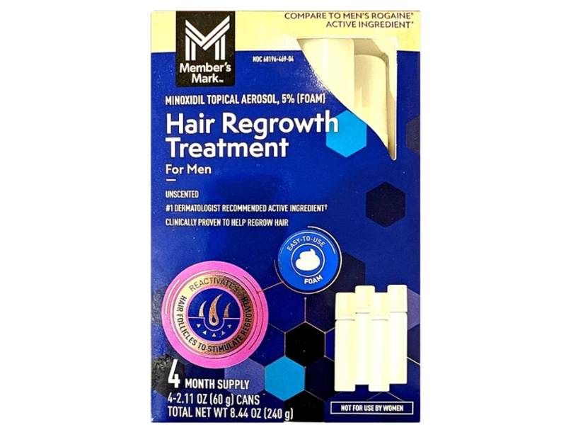 Member's Mark Hair Regrowth Treatment, Minoxidil 5%, 4.2 11 fl oz/60 g