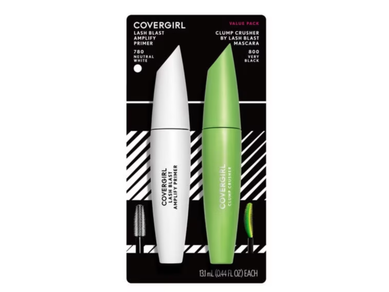 Covergirl Clump Crusher Mascara And Mascara Primer, 800 Very Black + 780 Neutral White Primer, 0.44 fl oz/13.1 mL, Pack Of 2