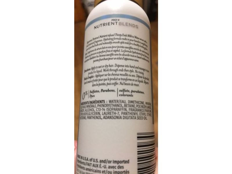 Pantene Hydrating Glow Thirsty Ends Milk To Water Serum, Baobab Essence, 3.2 fl oz