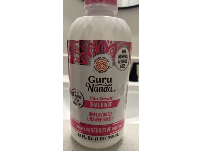 GuruNanda Vita Breath Oral Rinse, Unflavored Unsweetened, 32 fl oz/946 mL