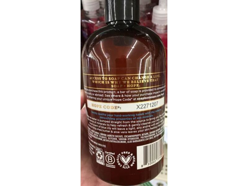 Soapbox Liquid Hand Soap, Sea Minerals & Blue Iris, Gentle Moisture, 12 fl oz/354 mL