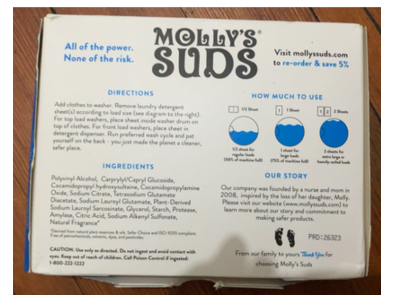 Molly's Suds Ultra-Concentrated Laundry Detergent Sheets, Peppermint, 70 Loads, 35 Count
