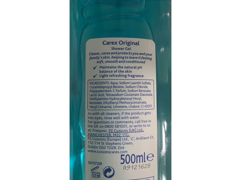 Cussons Carex Shower Gel, Original, 500 mL
