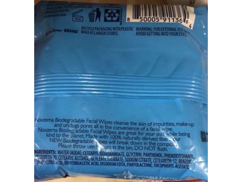 Noxzema Biodegradable Facial Cleansing Wipes, 25 Count