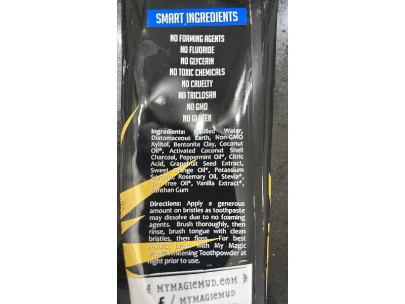 My Magic Mud Brush Like A Boss Activated Charcoal Whitening Toothpaste, Peppermint, 4 oz/113 g