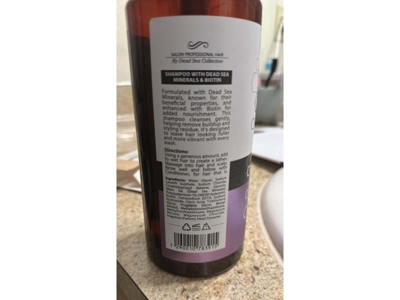 Dead Sea Collection Salon Professional Hair Shampoo, Biotin, 33.8 fl oz/1000 mL