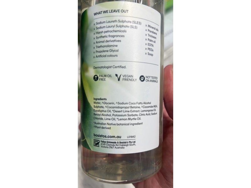 Bosisto's Revitalising Hand Wash, Desert Lime & Eucalyptus, 500 mL