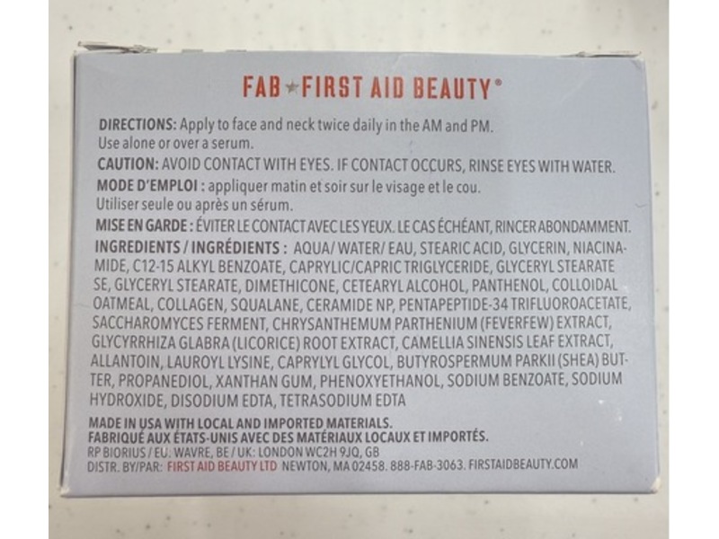 First Aid Beauty Friming Cream, Peptides + Niacinamide & Collagen, 3.5 fl oz/104 mL