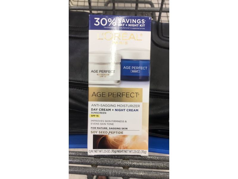 L'Oreal Paris Age Perfect Anti-Sagging Day Face Moisturizer + Night Cream Gift Set, SPF 15, 2.5 oz/70