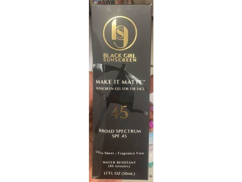 Black Girl Sunscreen Make It Matte Sunscreen Gel, SPF 45, Ultra Sheer + Fragrance Free, 17 fl oz/50 mL.