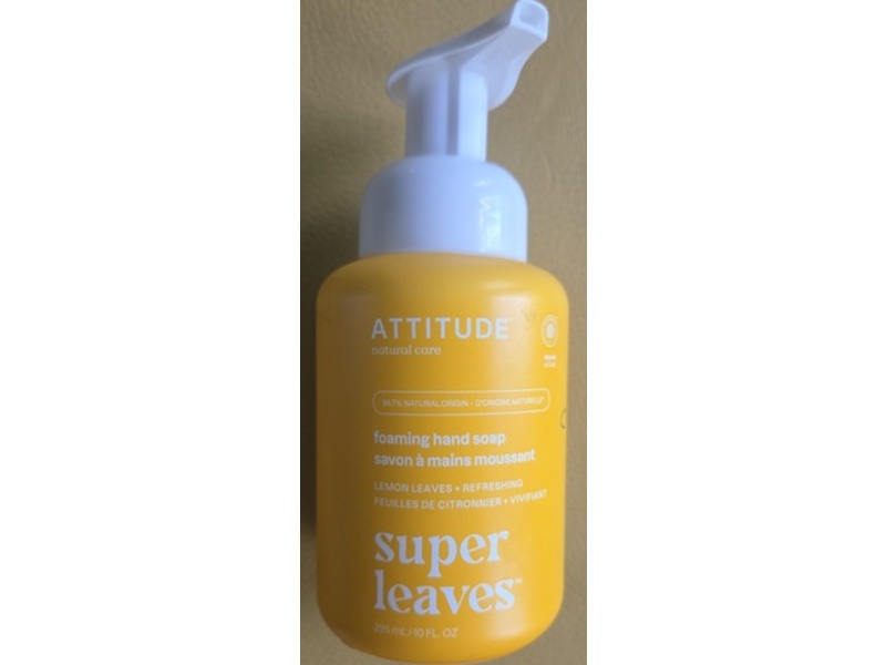 Attitude Super Leaves Foaming Hand Soap, Lemon Leaves, 10 fl oz/295 mL