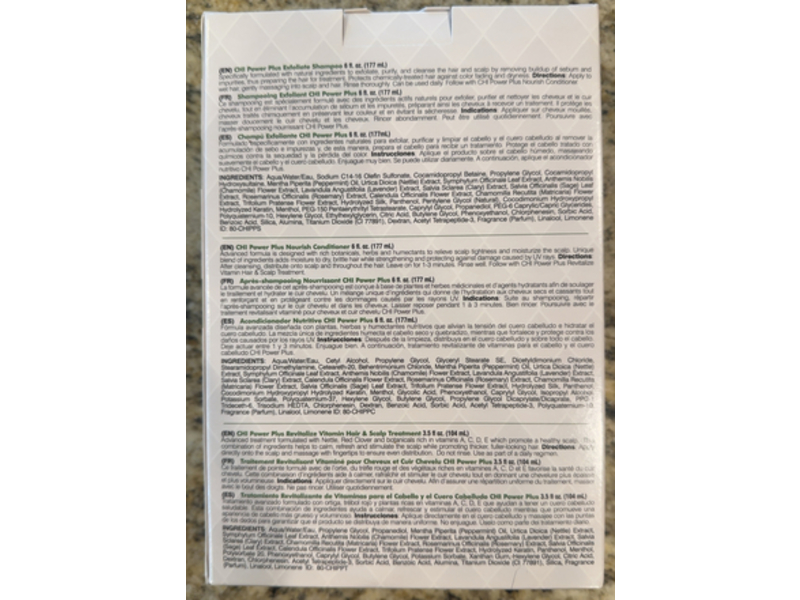 CHI Power Plus Hair Renewing System Kit, Exfoliate Shampoo + Nourish Conditioner + Revitalize Hair & Scalp Treatment, Set of 3